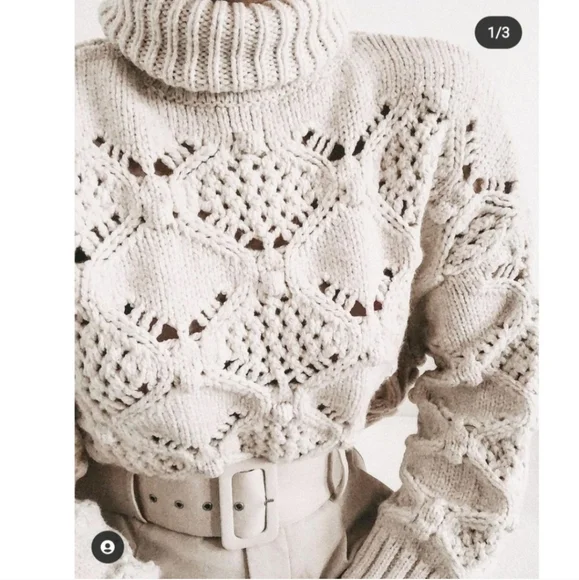 Zara * Cable Knit Sweater With Buttoned Cuffs - Picture 9 of 16